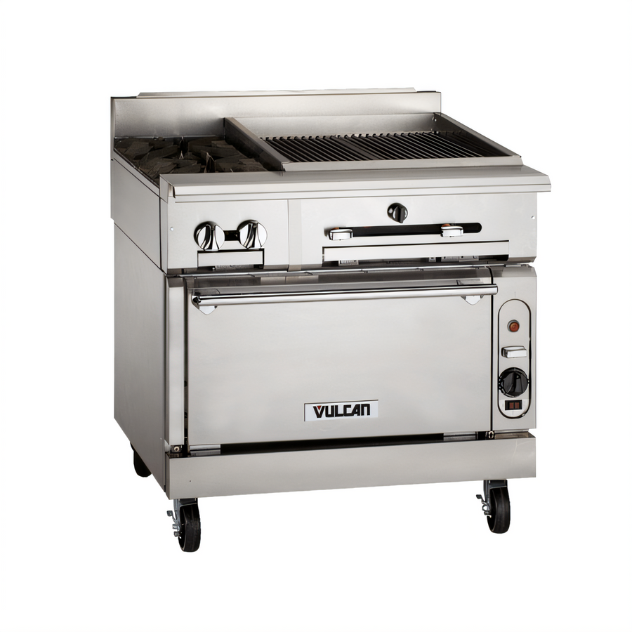 Product image #1 for Vulcan 36-Inch Heavy Duty Gas Range with Infrared Charbroiler and Standard Oven