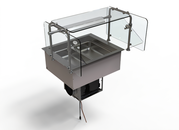 Product image #1 for Hatco 2-Pan Full-Size R-290 Drop-In Refrigerated Cold Well Bundle with Sneeze Guard and Lamp