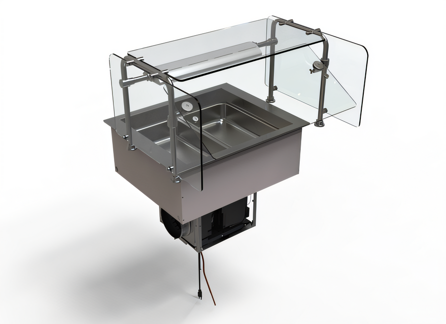 Product image #1 for Hatco 2-Pan Full-Size R-290 Drop-In Refrigerated Cold Well Bundle with Sneeze Guard and Lamp
