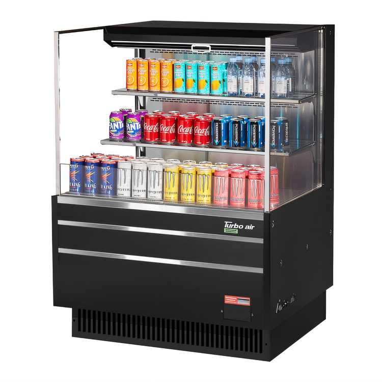 Product image #1 for Turbo Air 36-Inch Low-Profile Horizontal Open-Air Merchandiser Display Case, 11.1 Cu. Ft., Self-Contained Refrigeration