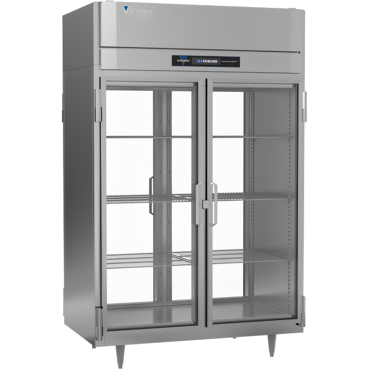Product image #1 for Victory UltraSpec Pass-Thru Two-Section Glass Door Freezer, 48.33 Cu. Ft., Self-Contained, Standard Depth, Stainless Steel