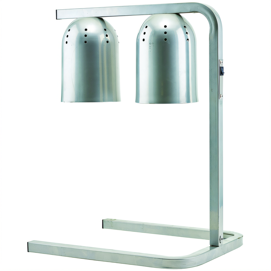 Product image #1 for Winco Electric Freestanding Twin-Bulb Heat Lamp, 500W, Stainless Steel