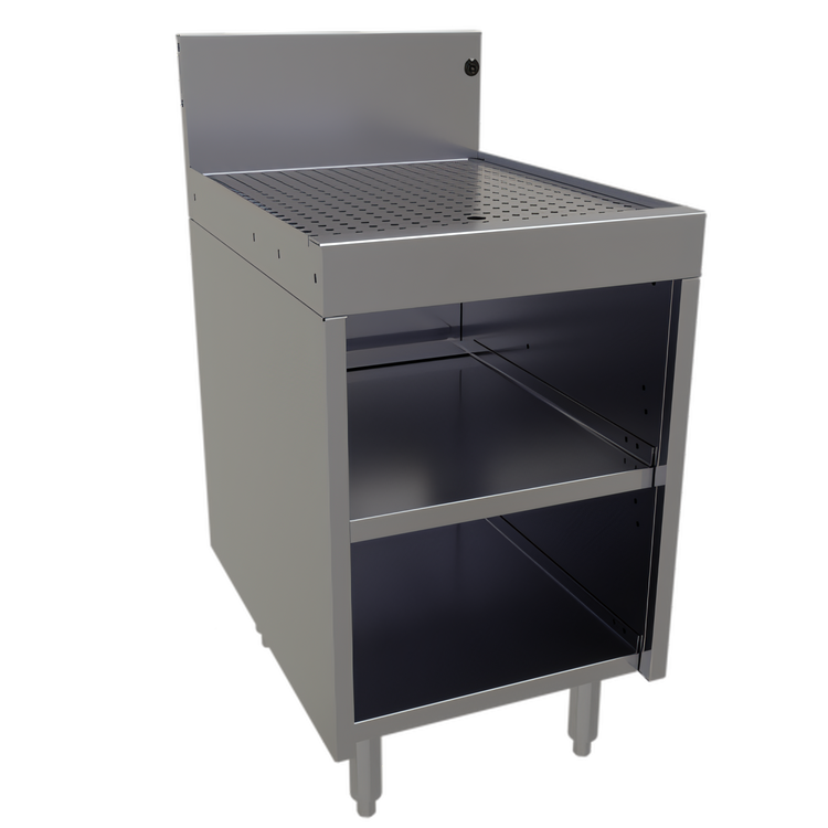 Product image #1 for Glastender 18-Inch Wide Underbar Drainboard Cabinet Base with Open Front, 24-Inch Deep, Stainless Steel