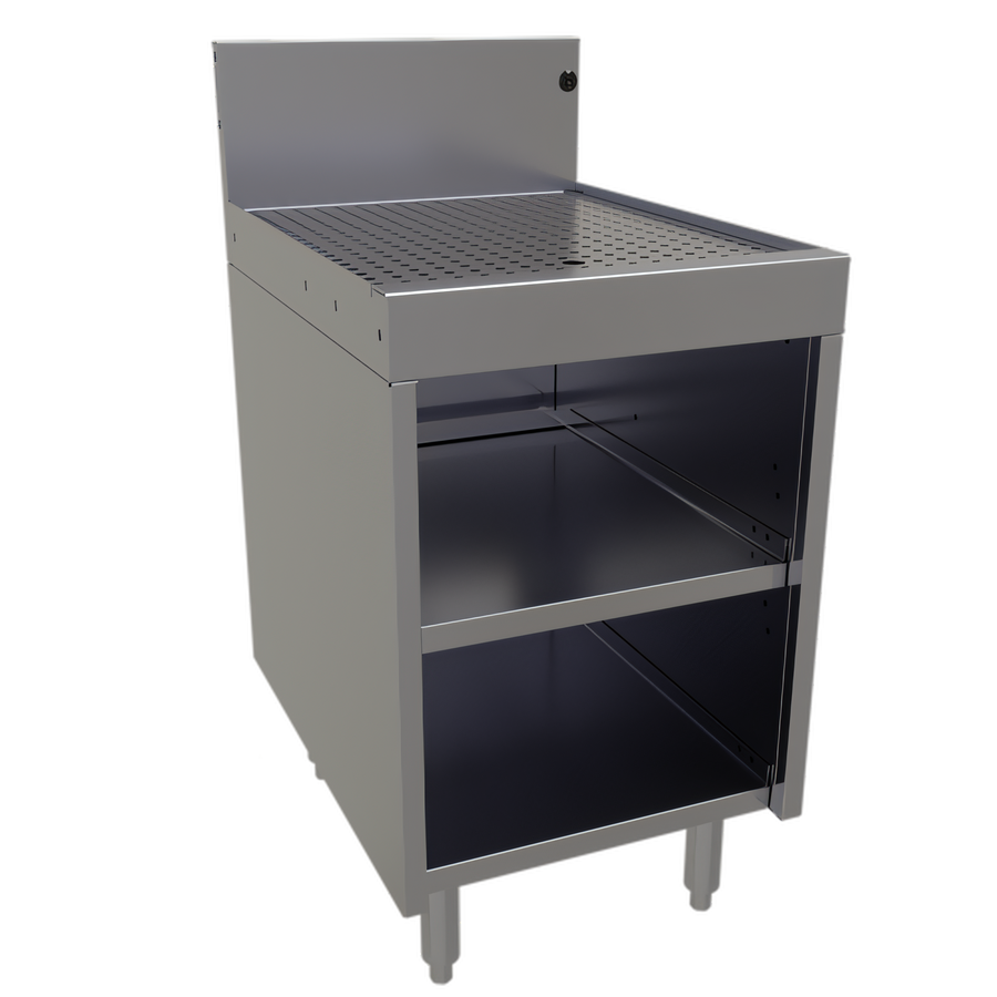 Product image #1 for Glastender 18-Inch Wide Underbar Drainboard Cabinet Base with Open Front, 24-Inch Deep, Stainless Steel