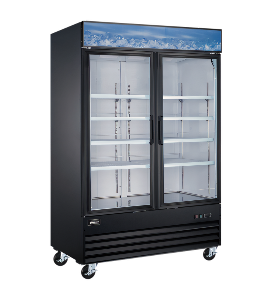 Product image #1 for Two-Section Reach-In Glass Door Display Refrigerator, Bottom Mount, 45 Cu. Ft.