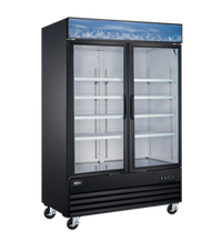 Two-Section Reach-In Glass Door Display Refrigerator, Bottom Mount, 45 Cu. Ft.