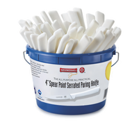 Mundial 4-Inch Serrated Spear Point Paring Knife with White Polypropylene Handle, 48-Piece Bucket