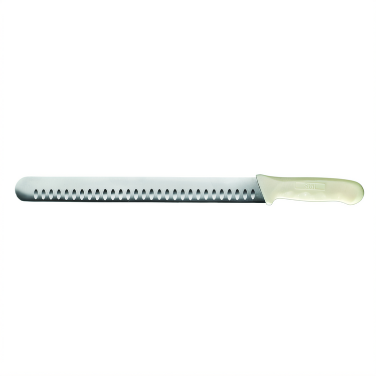 Product image #1 for Winco Stäl 12-Inch Hollow Ground Stamped Slicer Knife with White Polypropylene Handle