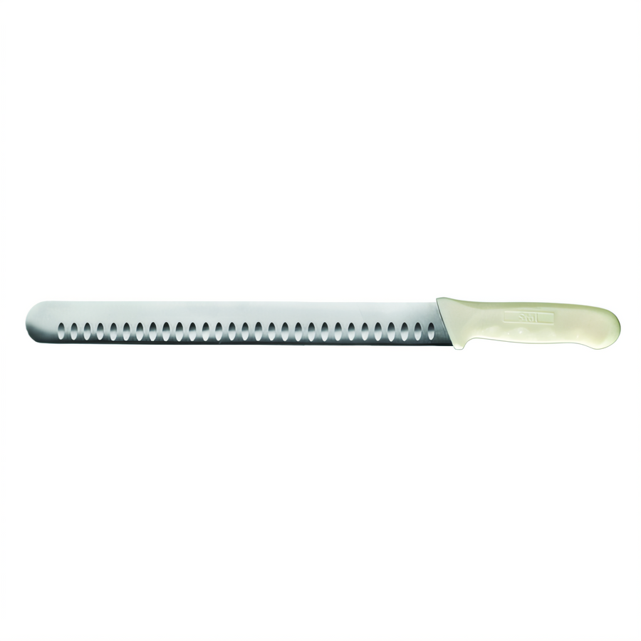 Product image #1 for Winco Stäl 12-Inch Hollow Ground Stamped Slicer Knife with White Polypropylene Handle