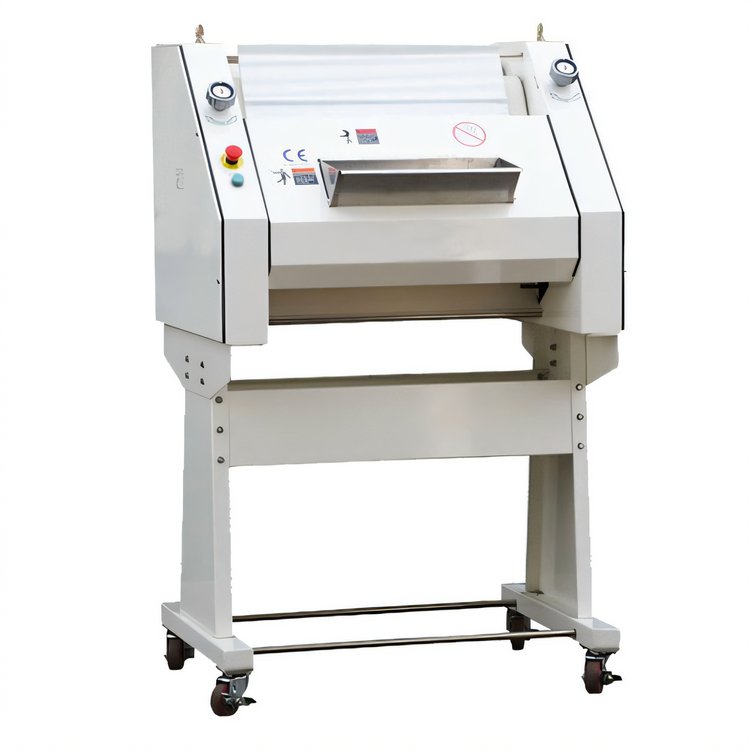 Product image #1 for BakeMax French Bread Dough Moulder, Floor Model with Stand and Casters, 50 to 1000 Gram Range, 3,000 Pieces/Hour