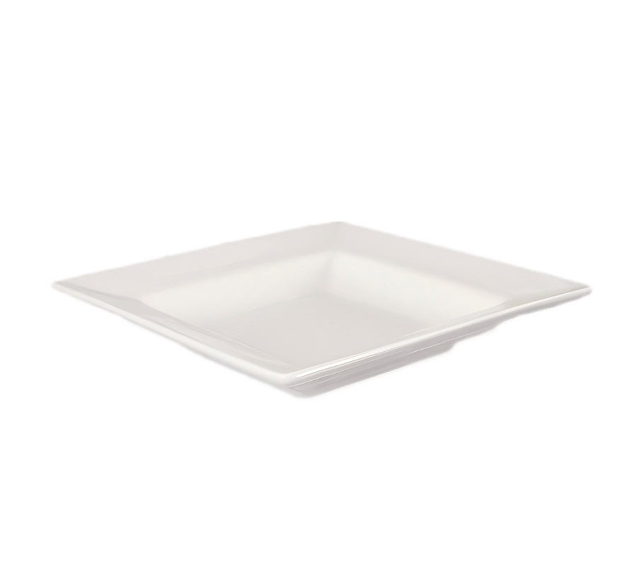 Product image #1 for Crestware Quattro 12-Inch Square Deep Wide-Rim Ceramic Platter, Pearl White