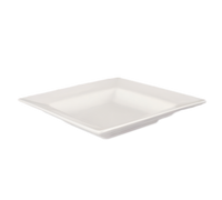 Crestware Quattro 12-Inch Square Deep Wide-Rim Ceramic Platter, Pearl White