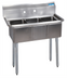Thumbnail image #1 for BK Resources Economy 3-Compartment Stainless Steel Sink with Legs and 9-Inch Backsplash