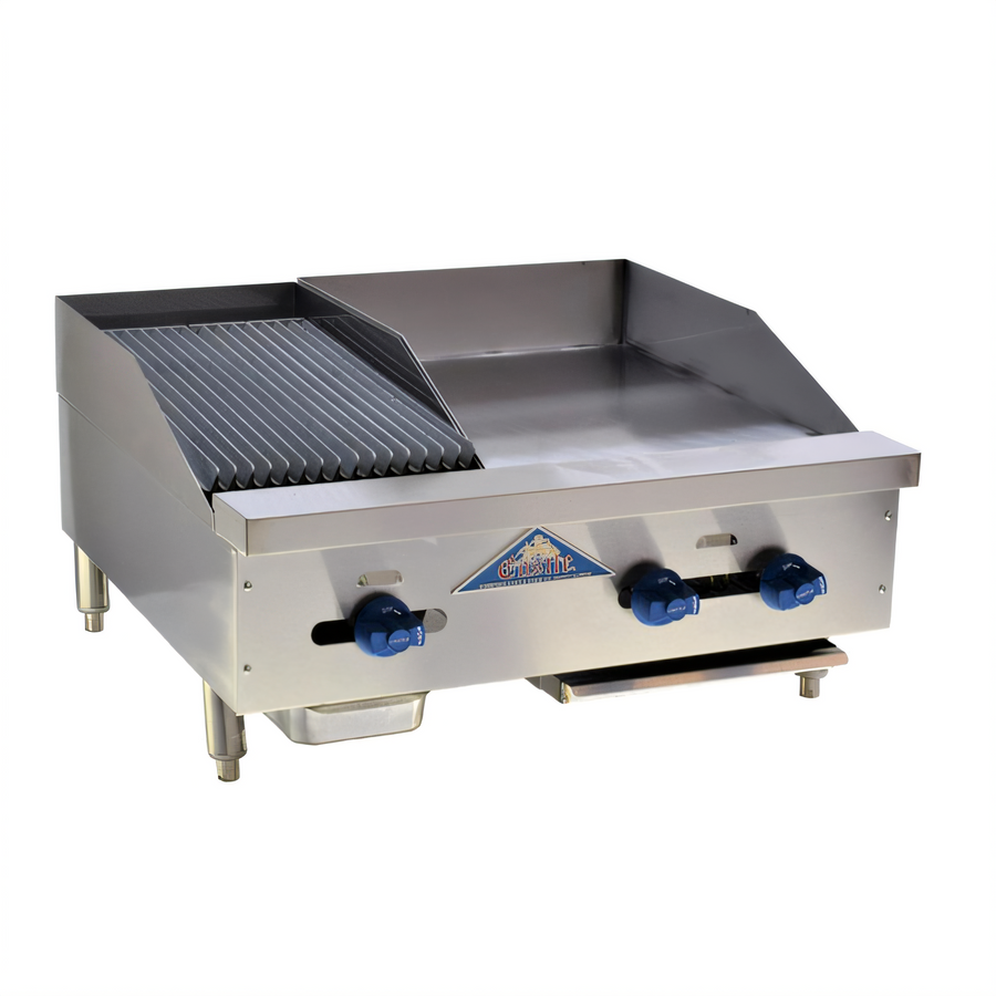 Product image #1 for Comstock-Castle 30-Inch Countertop Gas Char-Broiler/Griddle Combination, 76,000 BTU