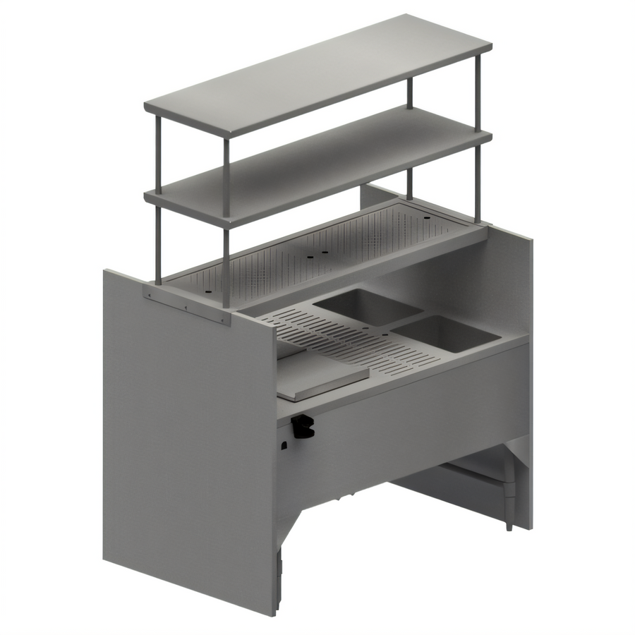 Product image #1 for BK Resources Underbar Pass-Thru Ice Bin/Cocktail Station with Overshelves, 10-Circuit Cold Plate, 54 x 35 x 73 Inches