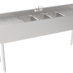Thumbnail image #1 for Krowne Silver Series 18-63C Three-Compartment Stainless Steel Bar Sink with Dual Drainboards, 72-Inch, Faucet Included