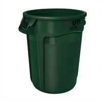 BRUTE 55-Gallon Round Trash Container Without Lid, High-Impact Plastic, Dark Green