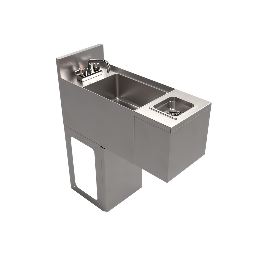 Product image #1 for BK Resources 12-Inch Wide Underbar Glass Rinser Hand Sink with Base, Push-Down Rinser and Faucet