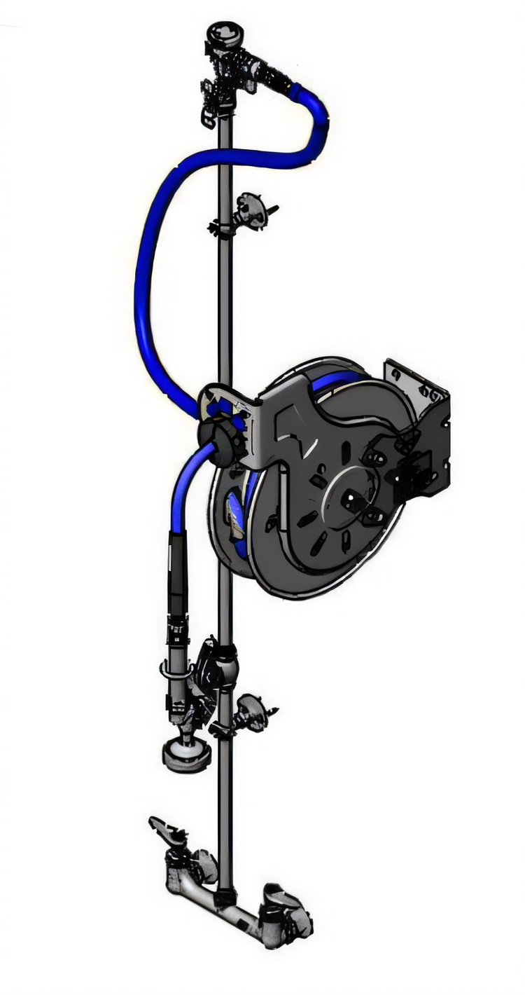 Product image #1 for Retractable Open Stainless Steel Hose Reel System with Exposed Piping, 3/8 Inch x 35 Foot Hose