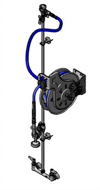 Retractable Open Stainless Steel Hose Reel System with Exposed Piping, 3/8 Inch x 35 Foot Hose