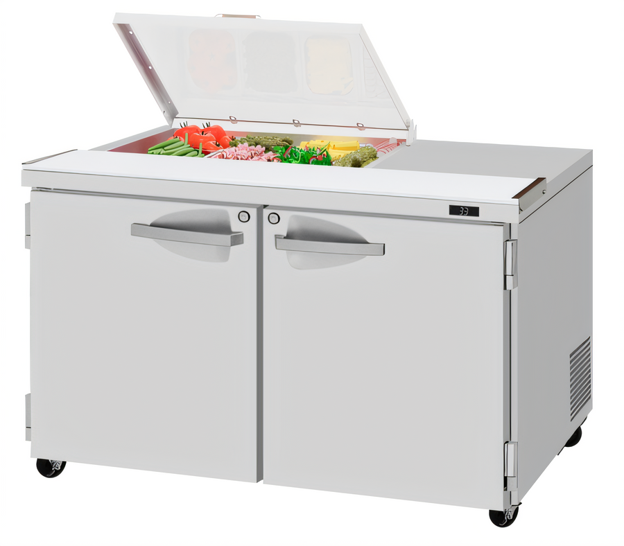 Product image #1 for Turbo Air PRO Series 48-1/4-Inch Two-Section Sandwich/Salad Prep Table with Flat Clear Lid