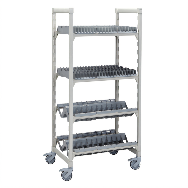 Product image #1 for Cambro Camshelving Premium Series 4-Level Mobile Drying/Storage Rack with Angled and Vertical Cradles, 24 x 36 x 75-1/4 Inches