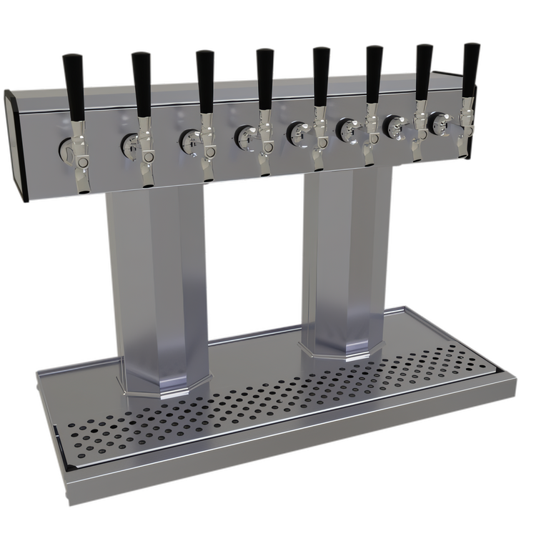 Product image #1 for Countertop Air-Cooled Tee Draft Dispensing Tower with 8 Stainless Steel Faucets
