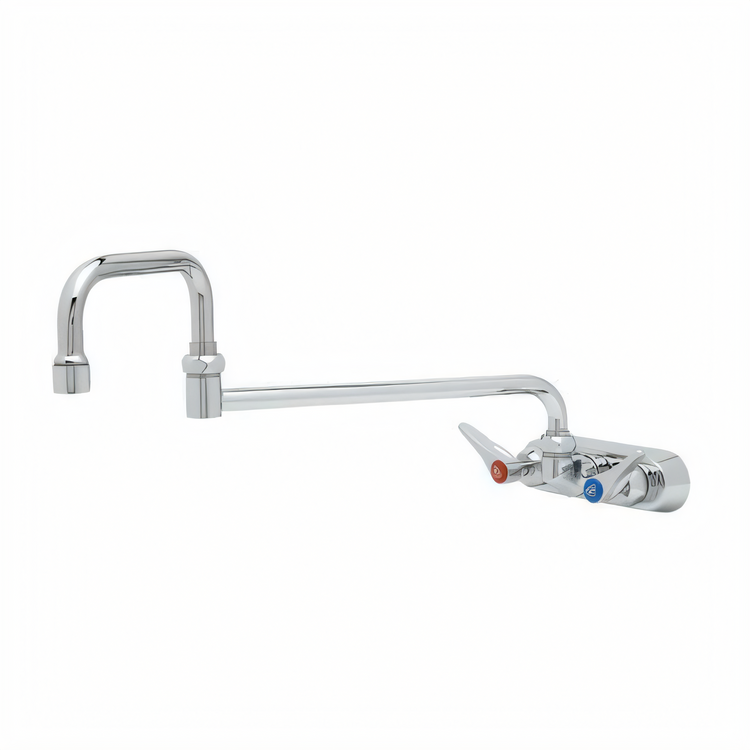 Product image #1 for T&S Brass Wall-Mount Workboard Mixing Faucet with 18" Double Joint Swing Nozzle, 4" Centers, 2.2 GPM