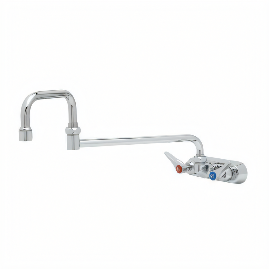 Product image #1 for T&S Brass Wall-Mount Workboard Mixing Faucet with 18" Double Joint Swing Nozzle, 4" Centers, 2.2 GPM
