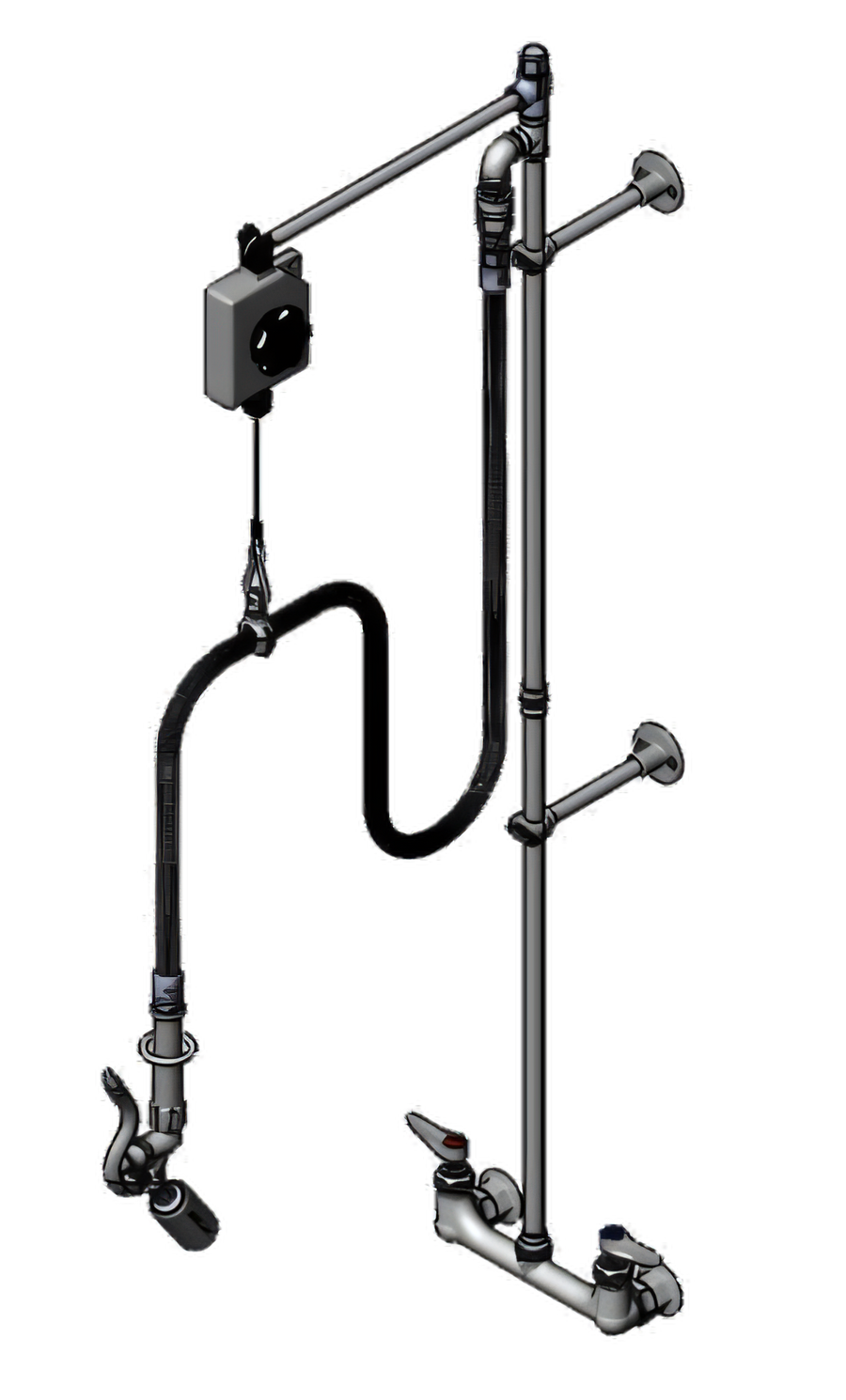 Product image #1 for T&S Brass 8-Inch Adjustable-Center Wall Mount Pre-Rinse Unit with 0.65 GPM Low-Flow Spray Valve