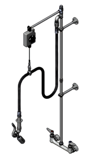 T&S Brass 8-Inch Adjustable-Center Wall Mount Pre-Rinse Unit with 0.65 GPM Low-Flow Spray Valve