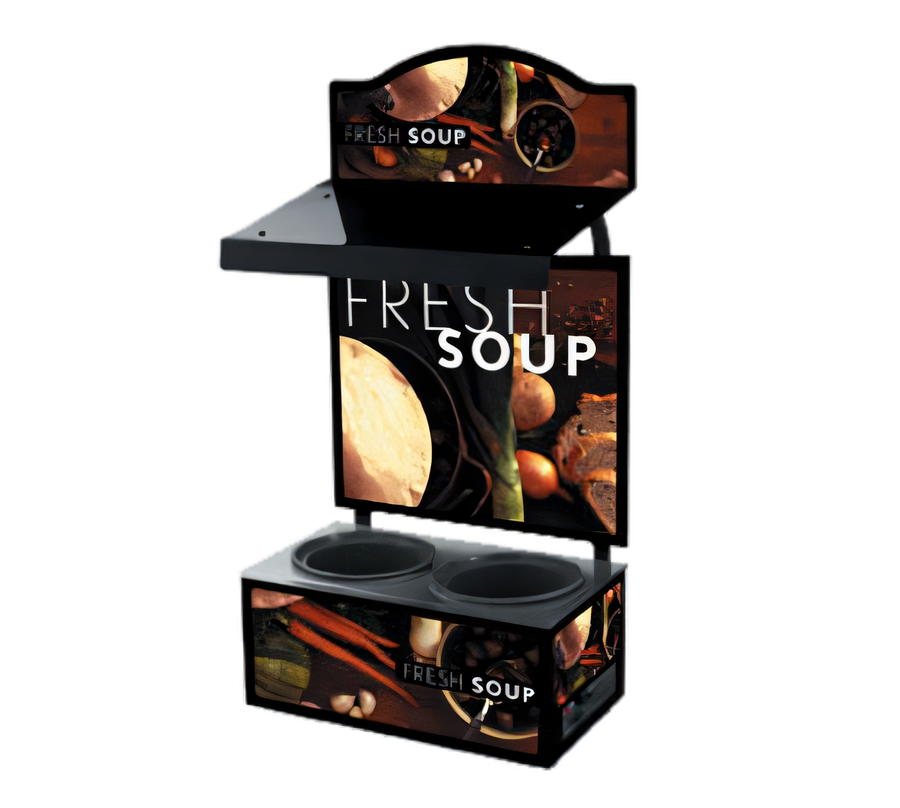 Product image #1 for Vollrath Cayenne Twin Well Soup Merchandiser with Menu Board, Lighted Canopy, and Tuscan Graphics