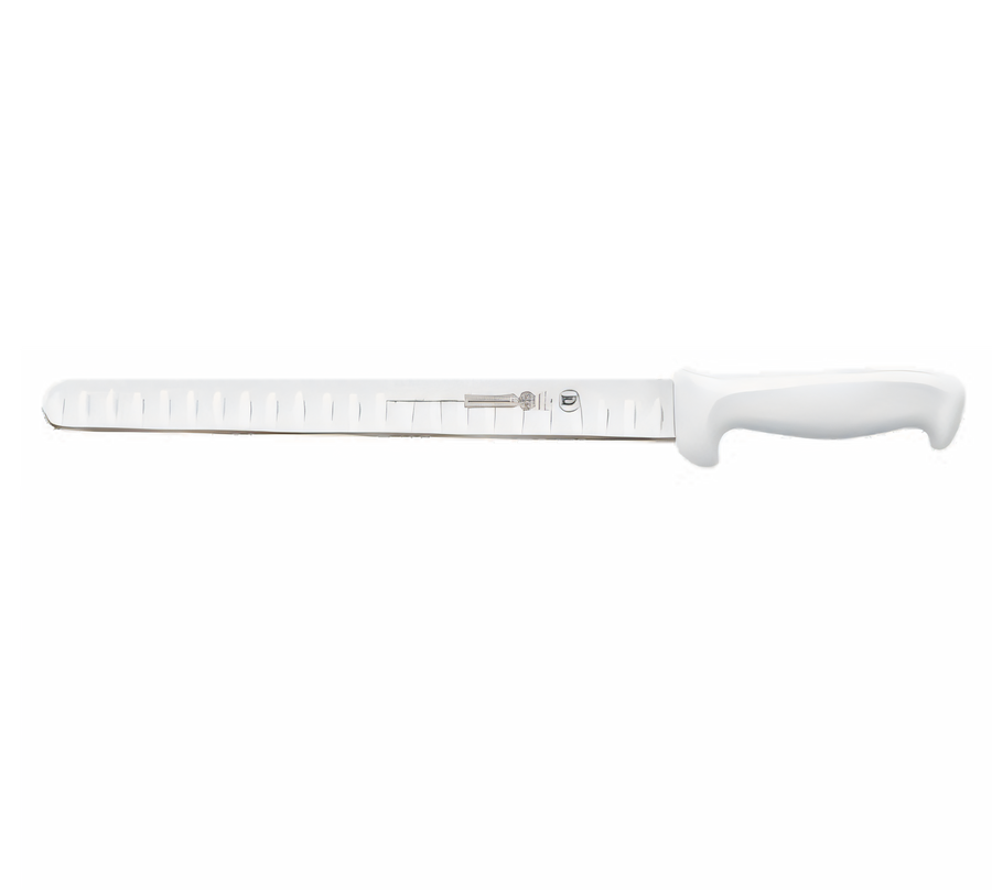Product image #1 for Mundial 12-Inch Granton Edge Slicer Knife with White Antimicrobial Polypropylene Handle