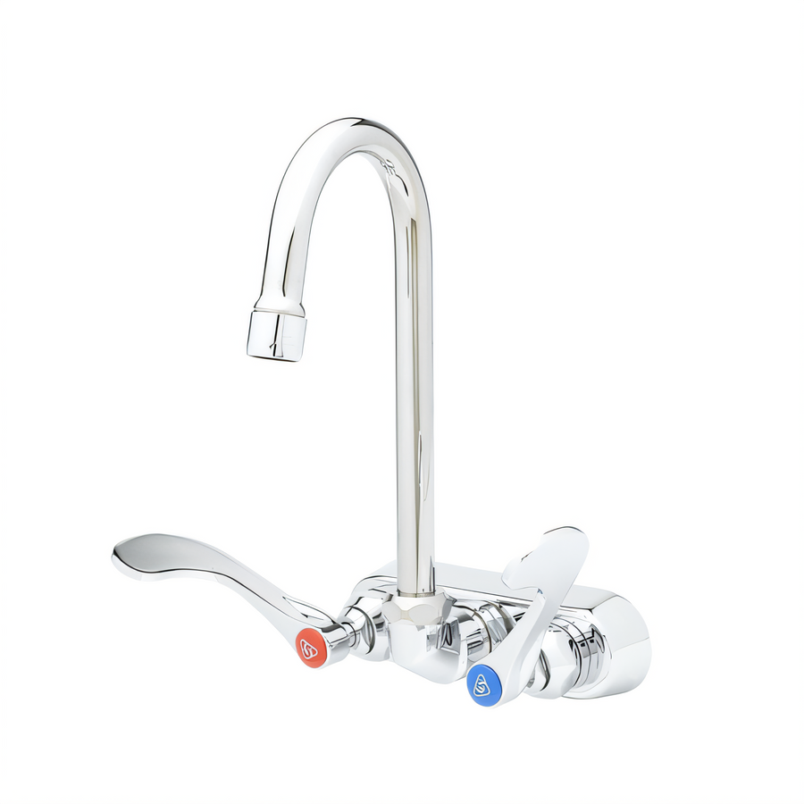 Product image #1 for T&S Brass 4" Wall Mount Workboard Mixing Faucet with Swivel Gooseneck, 2.2 GPM, Low-Lead