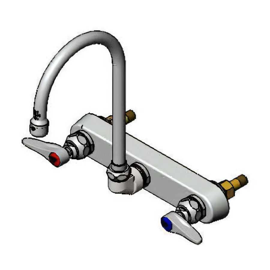 Product image #1 for T&S Brass Wall Mount Workboard Faucet with 5 3/4-Inch Swivel Gooseneck Spout, 8-Inch Centers