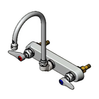 T&S Brass Wall Mount Workboard Faucet with 5 3/4-Inch Swivel Gooseneck Spout, 8-Inch Centers