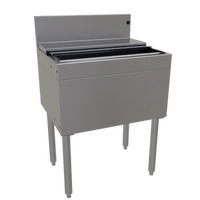 Glastender 24-Inch Underbar Ice Bin with Sliding Stainless Steel Cover, 67 lb Capacity