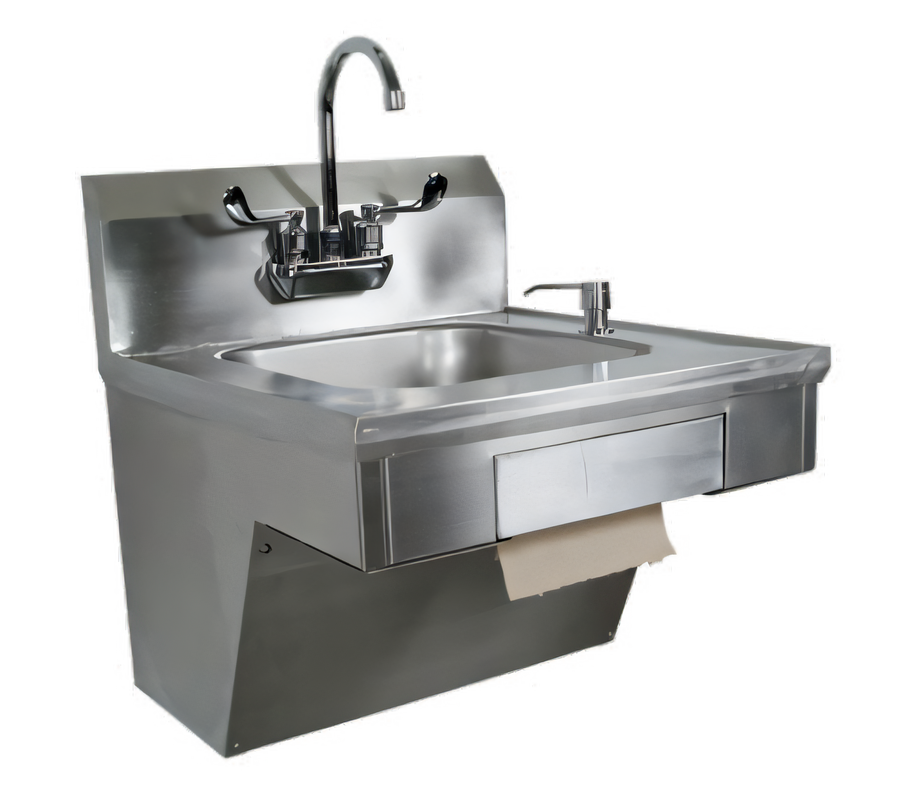 Product image #1 for John Boos Pro-Bowl ADA Wall-Mount Stainless Steel Hand Sink with Gooseneck Faucet, Soap/Towel Dispenser and 14 x 16 x 5 Inch Bowl
