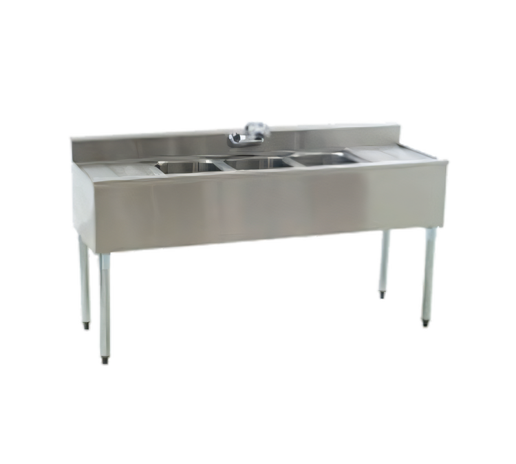 Product image #1 for Eagle Group 1800 Series 72-Inch 4-Compartment Underbar Sink Unit with Drainboards, 304 Stainless Steel
