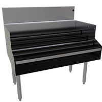 Glastender Free-Standing Underbar Liquor Steps, 36 Inch W x 24 Inch D, 4-Step Stainless Steel Display