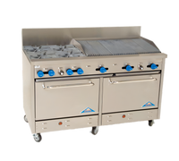 Comstock-Castle F3226-3RB 60-Inch Commercial Gas Range with 4 Star Open Burners, 36-Inch Char-Broiler, 2 Standard Ovens, and High Backguard