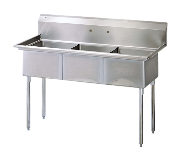 Product image #1 for Turbo Air TSA-3-N 3-Compartment Stainless Steel Prep Sink with 18 x 18-Inch Bowls and 11-Inch Backsplash
