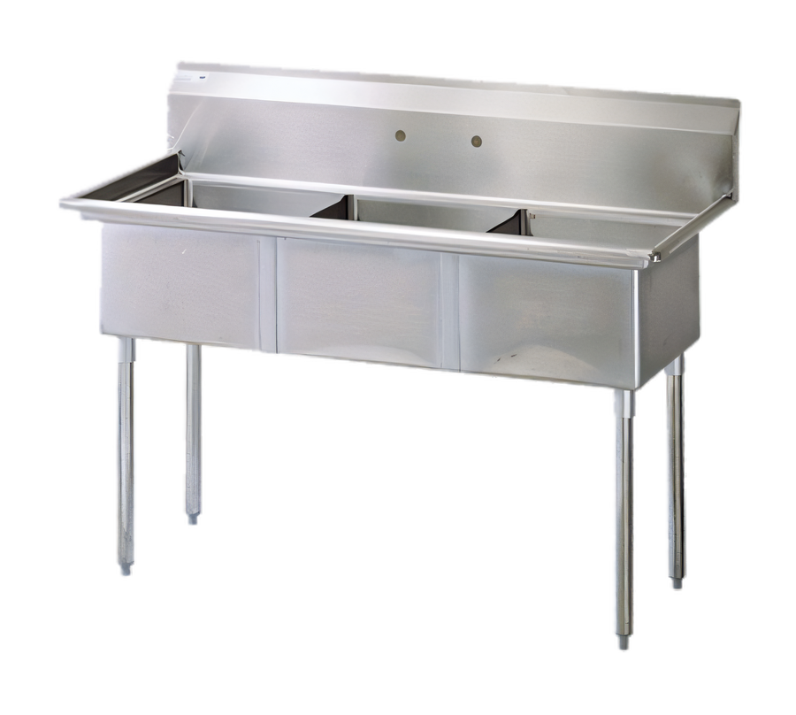 Product image #1 for Turbo Air TSA-3-N 3-Compartment Stainless Steel Prep Sink with 18 x 18-Inch Bowls and 11-Inch Backsplash