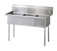 Turbo Air TSA-3-N 3-Compartment Stainless Steel Prep Sink with 18 x 18-Inch Bowls and 11-Inch Backsplash
