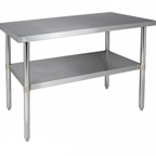 Thumbnail image #1 for Klinger's Trading SG3096 96" x 30" Stainless Steel Work Table with Galvanized Legs and Adjustable Undershelf