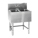 Thumbnail image #1 for Eagle Group Spec-Bar B2-2-19 Two-Compartment Underbar Sink, 24 W x 19 D, 304 Stainless Steel, 8-Inch Backsplash, No Drainboards