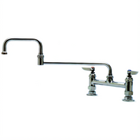 T&S Brass B-0246 Deck-Mount Mixing Faucet with 15-Inch Double-Joint Swing Nozzle, 8-Inch Centers