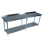 Thumbnail image #1 for BK Resources SVTR-8430 84-Inch x 30-Inch 18/430 Stainless Steel Work Table with 1-1/2-Inch Rear Riser and Adjustable Undershelf