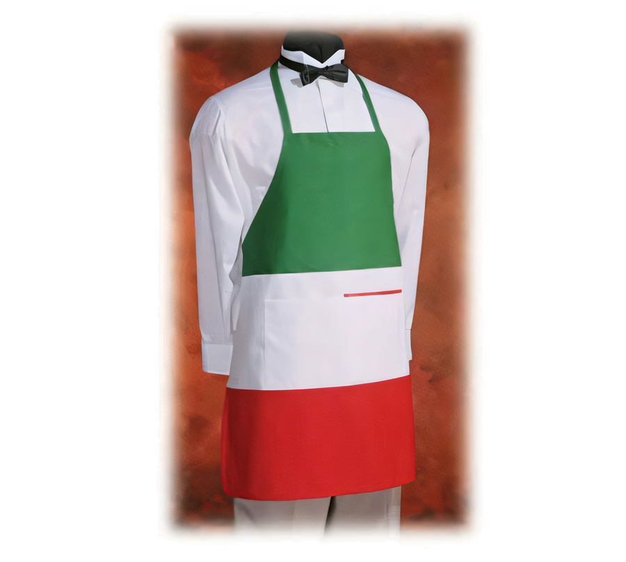 Product image #1 for Italian Bib Apron, 28 x 30 Inch, Cotton/Poly Twill, Green/White/Red