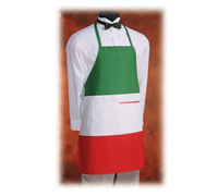Italian Bib Apron, 28 x 30 Inch, Cotton/Poly Twill, Green/White/Red